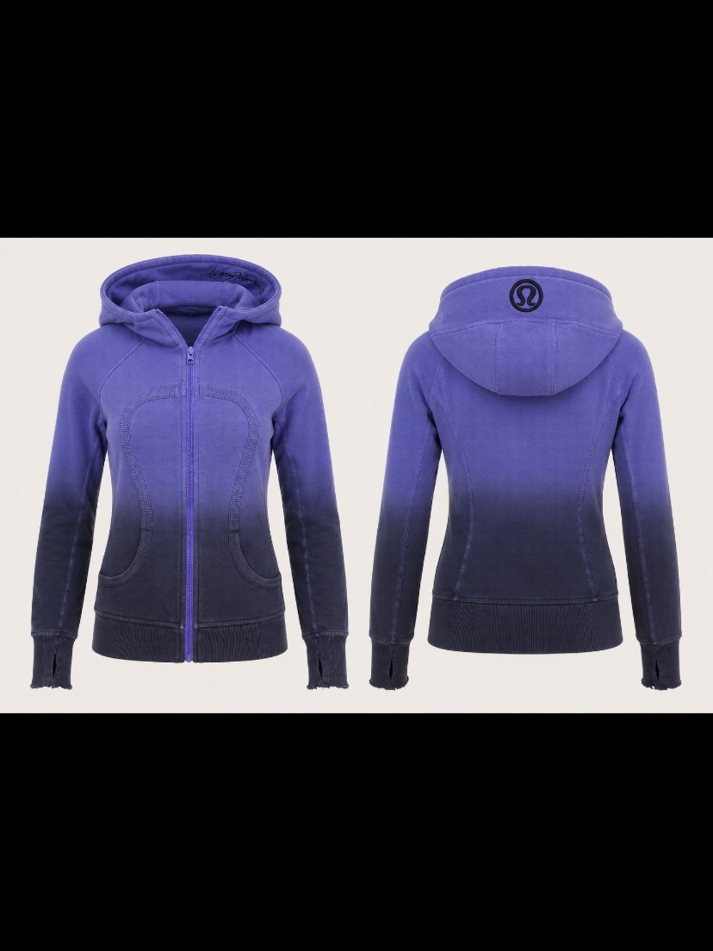 Vintage Rare lululemon Scuba Hoodie 2011 Purple Black Ombre Dip Dye Sz 8